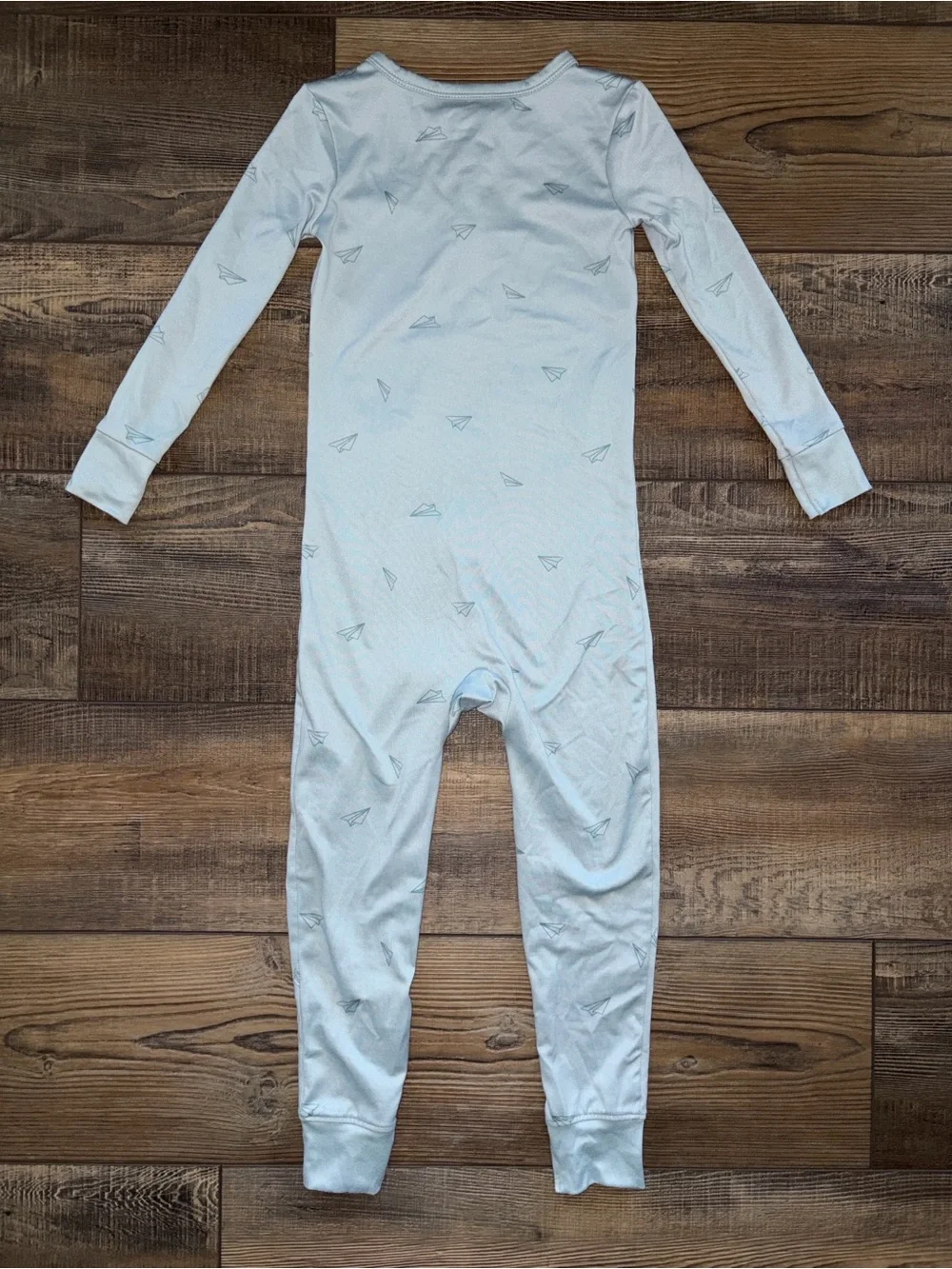 cloud island Blue Paper Plane & Beige Moon Print One-Piece Pajamas